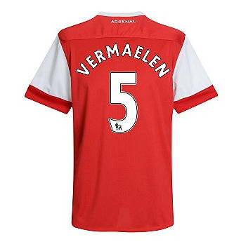 2010-11 Arsenal Nike Short Sleeve Home Shirt (Vermaelen 5) - Kid